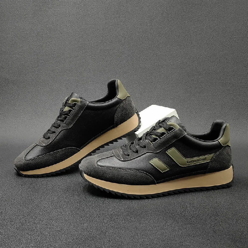 Fashionable Hiking Shoes Men Fashion Patchwork Cowhide Flat Casual Sneakers