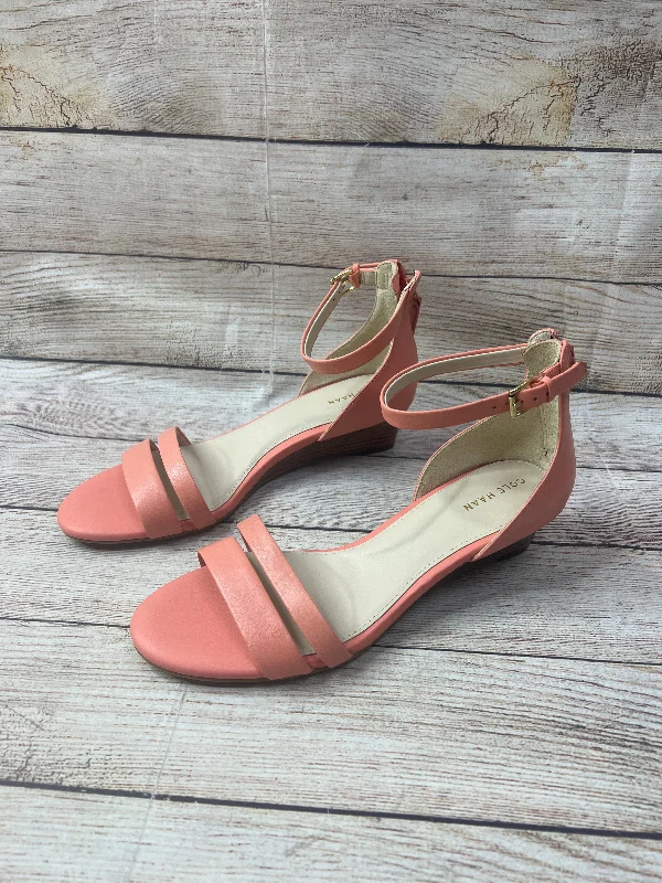Trendy Casual Sandals Sandals Heels Wedge By Cole-haan In Coral, Size: 8