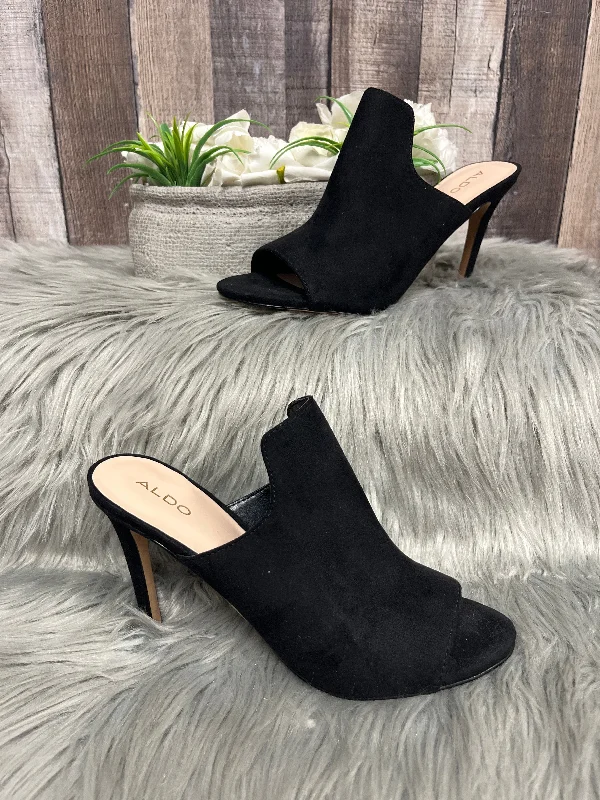 Sporty Casual Sneakers Sandals Heels Stiletto By Aldo In Black, Size: 7.5