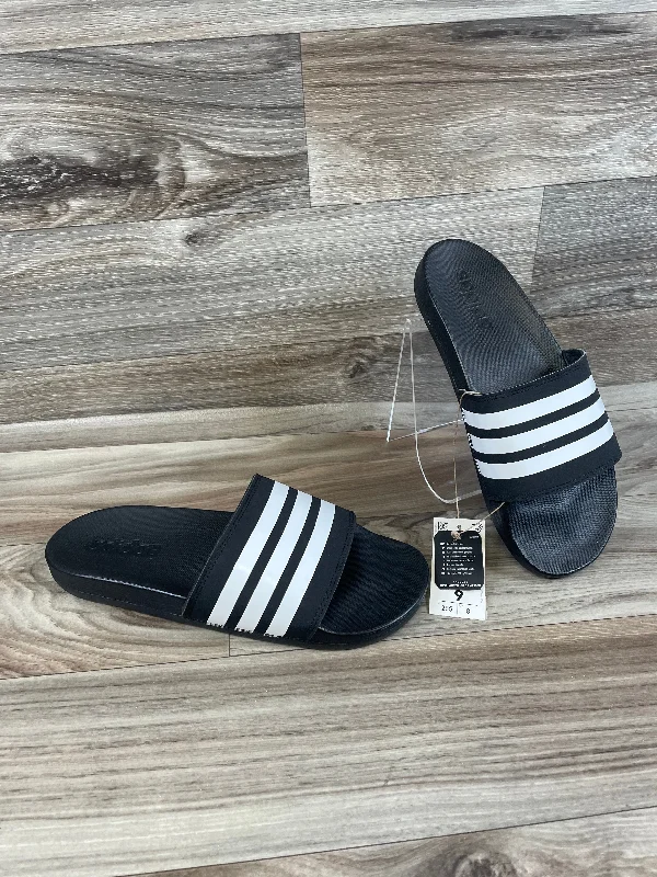 Breathable Hiking Boots Sandals Sport By Adidas In Black & White, Size: 9