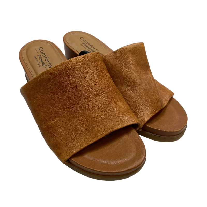 Trendy Sports Footwear Sandals Heels Wedge By Comfortiva In Brown, Size: 6.5