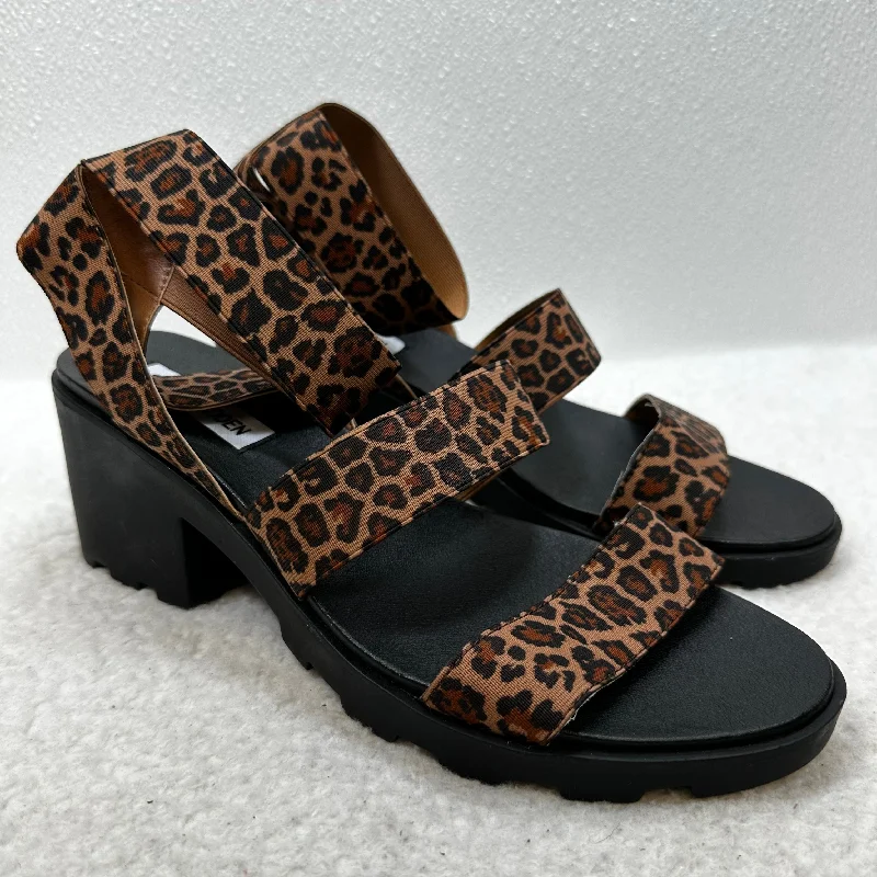 Fashionable Loafers For Sale Sandals Heels Block By Steve Madden In Animal Print, Size: 8.5
