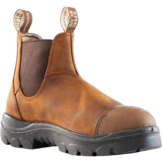 Sporty Hiking Shoes Steel Blue Men's Hobart Scuff Steel Toe Slip Resist Work Boot -Brown- 812967 Sporty Hiking Shoes Steel Blue Men's Hobart Scuff Steel Toe Slip Resist Work Boot -Brown- 812967