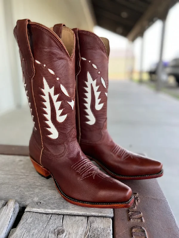 Stylish Work Sneakers Fenoglio Boot Co. | Cognac Oiled Pull Up With Cream Inlay Boot