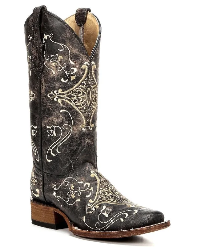 Chic High Heels Collection Corral Women's Brown Crackle Embroidered Square Toe Boot L5078 Chic High Heels Collection Corral Women's Brown Crackle Embroidered Square Toe Boot L5078