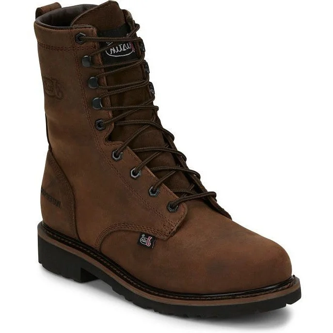 Trendy Sports Footwear Justin Men's Drywall 8" Steel Toe WP Western Work Boot -Brown- SE961 Trendy Sports Footwear Justin Men's Drywall 8" Steel Toe WP Western Work Boot -Brown- SE961
