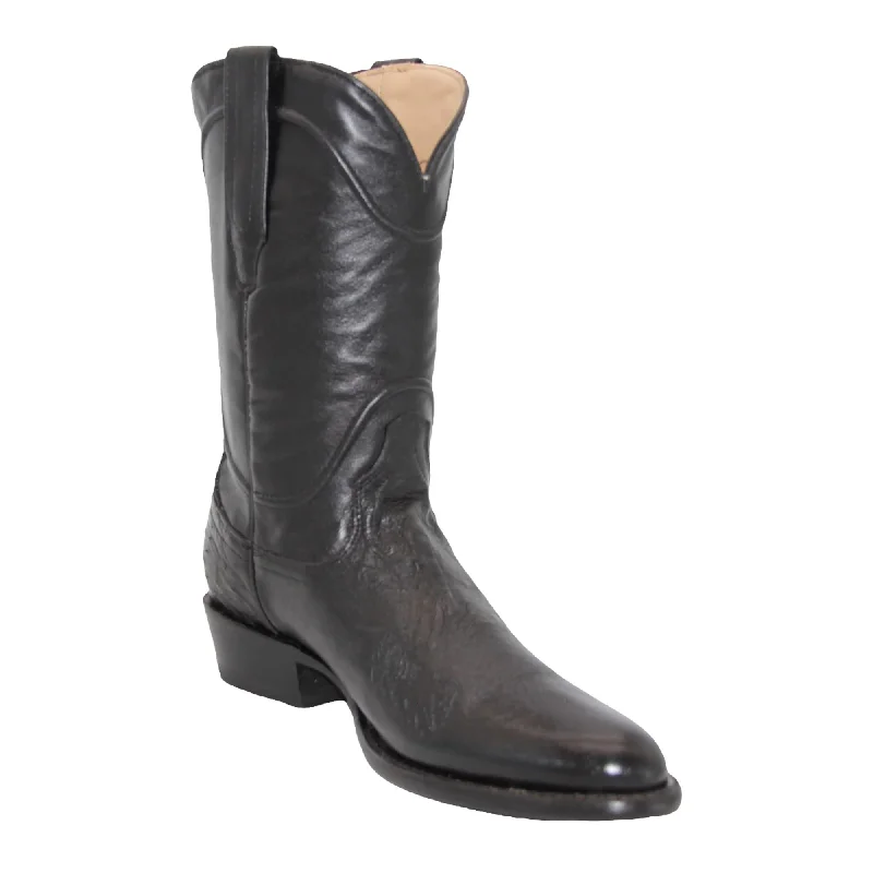Luxury Running Shoes Men's Genuine Ostrich Leather Round Toe Cowboy Boot
