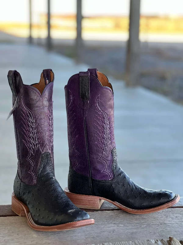 Best Flat Shoes Online Rios of Mercedes | Black Full Quill Ostrich Boot