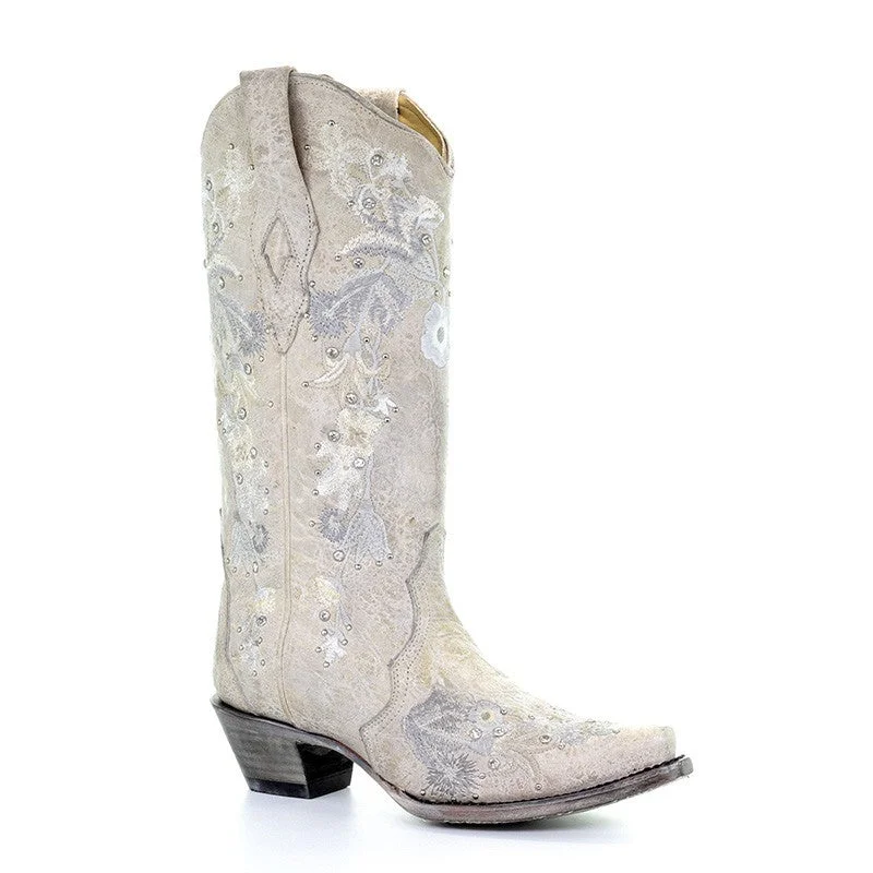 Sporty Casual Sneakers Corral Womens A3521 Wedding Collection Maria White Crystal Boot Sporty Casual Sneakers Corral Womens A3521 Wedding Collection Maria White Crystal Boot