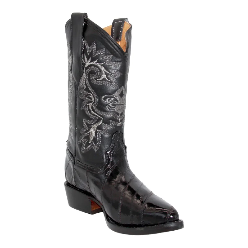 Trendy Casual Sandals Men's Genuine EEL Skin J Toe Leather Cowboy Boots