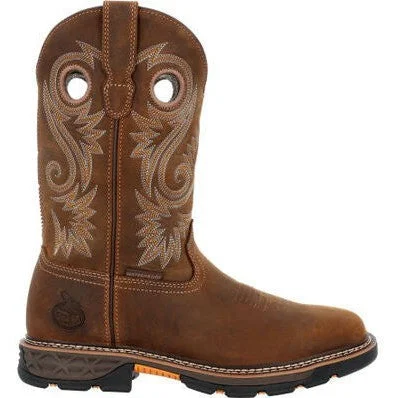 Sporty Snow Boots Georgia Men's Carbo Tec FLX 11" Soft Toe WP Pull On Work Boot- Brown- GB00649 Sporty Snow Boots Georgia Men's Carbo Tec FLX 11" Soft Toe WP Pull On Work Boot- Brown- GB00649
