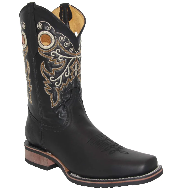 Luxury Sneakers For Sale Mens Genuine Leather Cowboy Square Toe Western Rodeo Boots