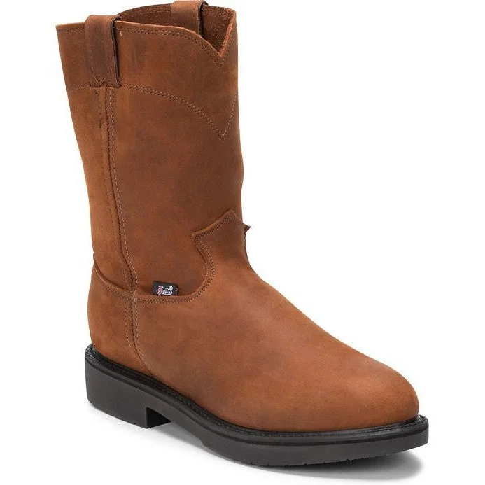 Formal Hiking Footwear Justin Men's Conductor 10" Steel Toe USA Made Western Work Boot -Brown- OW4764 Formal Hiking Footwear Justin Men's Conductor 10" Steel Toe USA Made Western Work Boot -Brown- OW4764