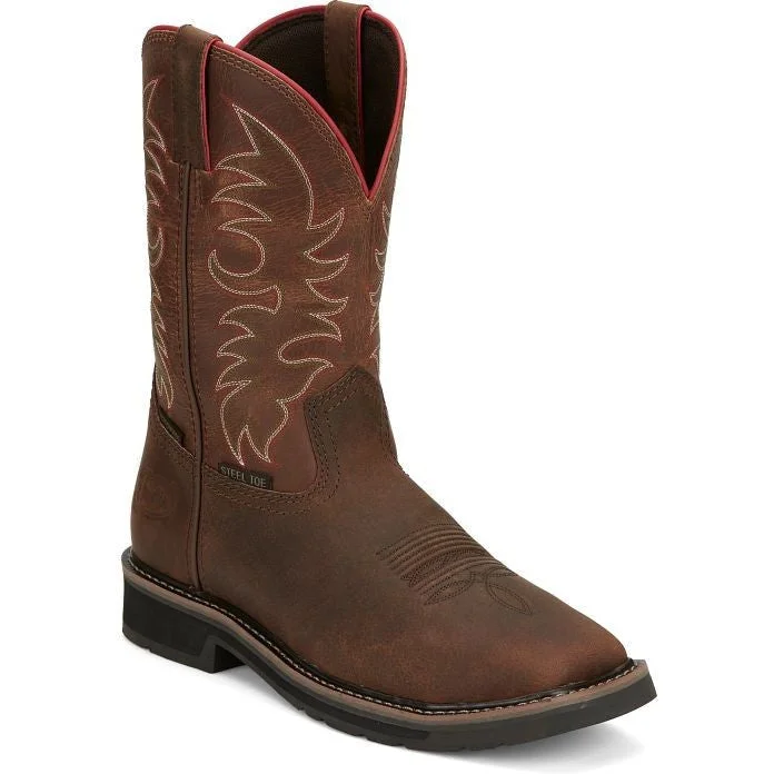 High Quality Sneakers Justin Men's Driller II 11" WP Steel Toe Western Work Boot -Brown- SE3117 High Quality Sneakers Justin Men's Driller II 11" WP Steel Toe Western Work Boot -Brown- SE3117
