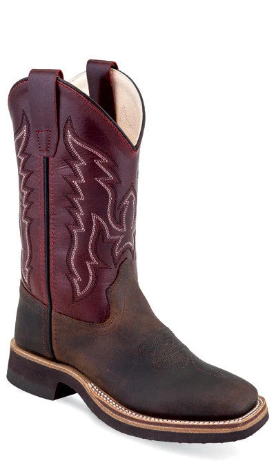 Trendy Walking Boots Jama Old West Boot- Women's Brown Foot/ Red Shaft