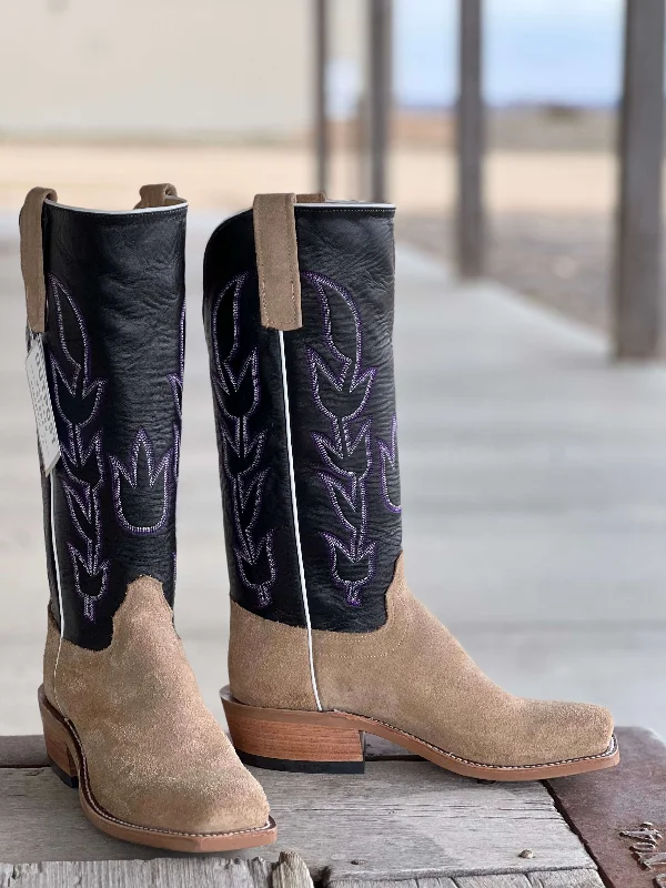 High Fashion Work Boots Olathe Boot Co. | Teak Crazyhorse Roughout/Black Kidskin Boot High Fashion Work Boots Olathe Boot Co. | Teak Crazyhorse Roughout/Black Kidskin Boot