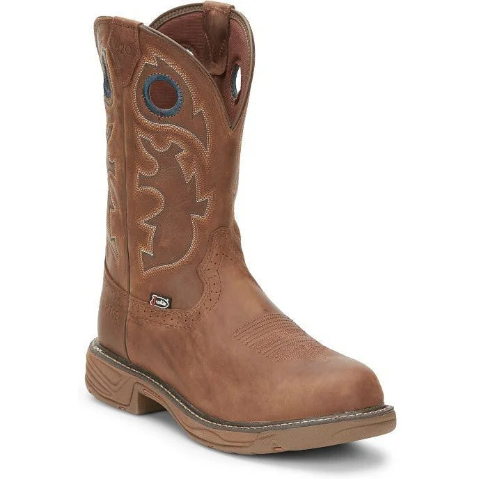 Warm Hiking Boots Justin Men's Rush 11" Nano CT Western Work Boot -Brown- SE4334