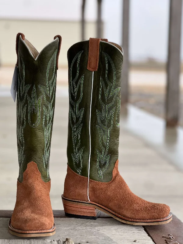 Casual Sports Footwear Olathe Boot Co. | Brown Mule Roughout/Jade Navajo Boot