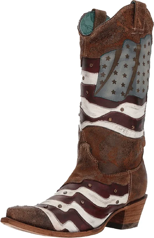 Comfortable Hiking Sandals Corral C3222 Women's Corral Flag Cowboy Boot