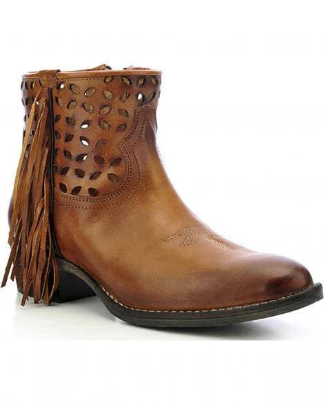 Best Hiking Boots For Winter Corral Women's Tan Cutout Short Fringe Boot Q0012