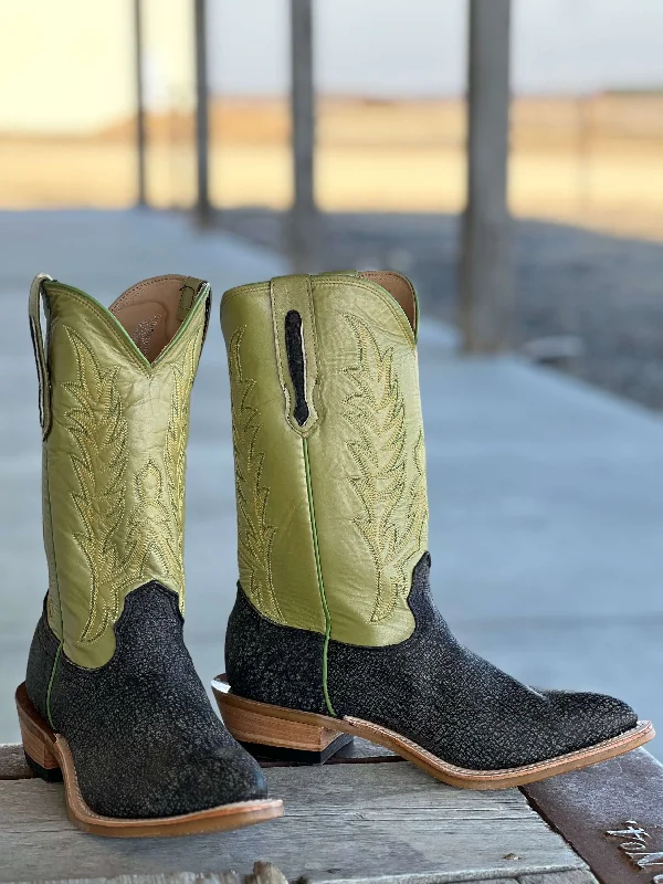 Affordable Hiking Shoes Fenoglio Boot Co. | Grey Cape Buffalo w/Sage Green Boot