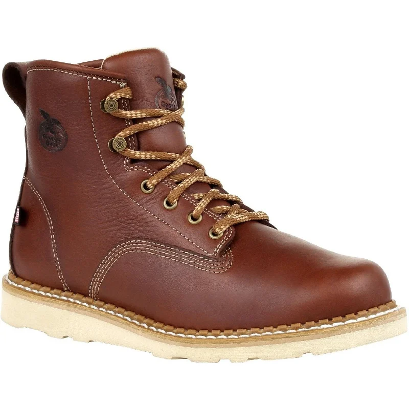 Casual Snow Shoes Georgia Men's 6" Soft Toe USA Made Wedge Work Boot - Brown - GB00356 Casual Snow Shoes Georgia Men's 6" Soft Toe USA Made Wedge Work Boot - Brown - GB00356