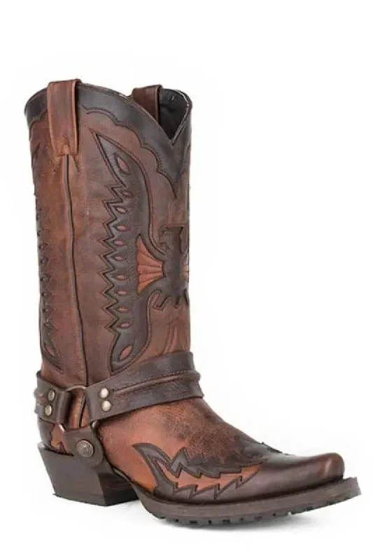 Casual Winter Shoes Stetson Soaring Eagle Biker (Brown) - Men's Cowboy Boot