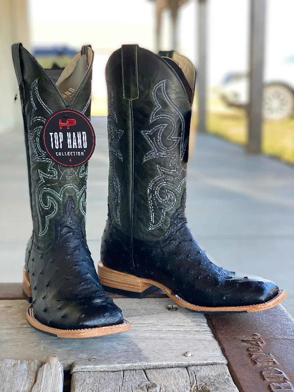 Comfortable Slippers Online Horse Power Top Hand  | Black FQ Ostrich Boot