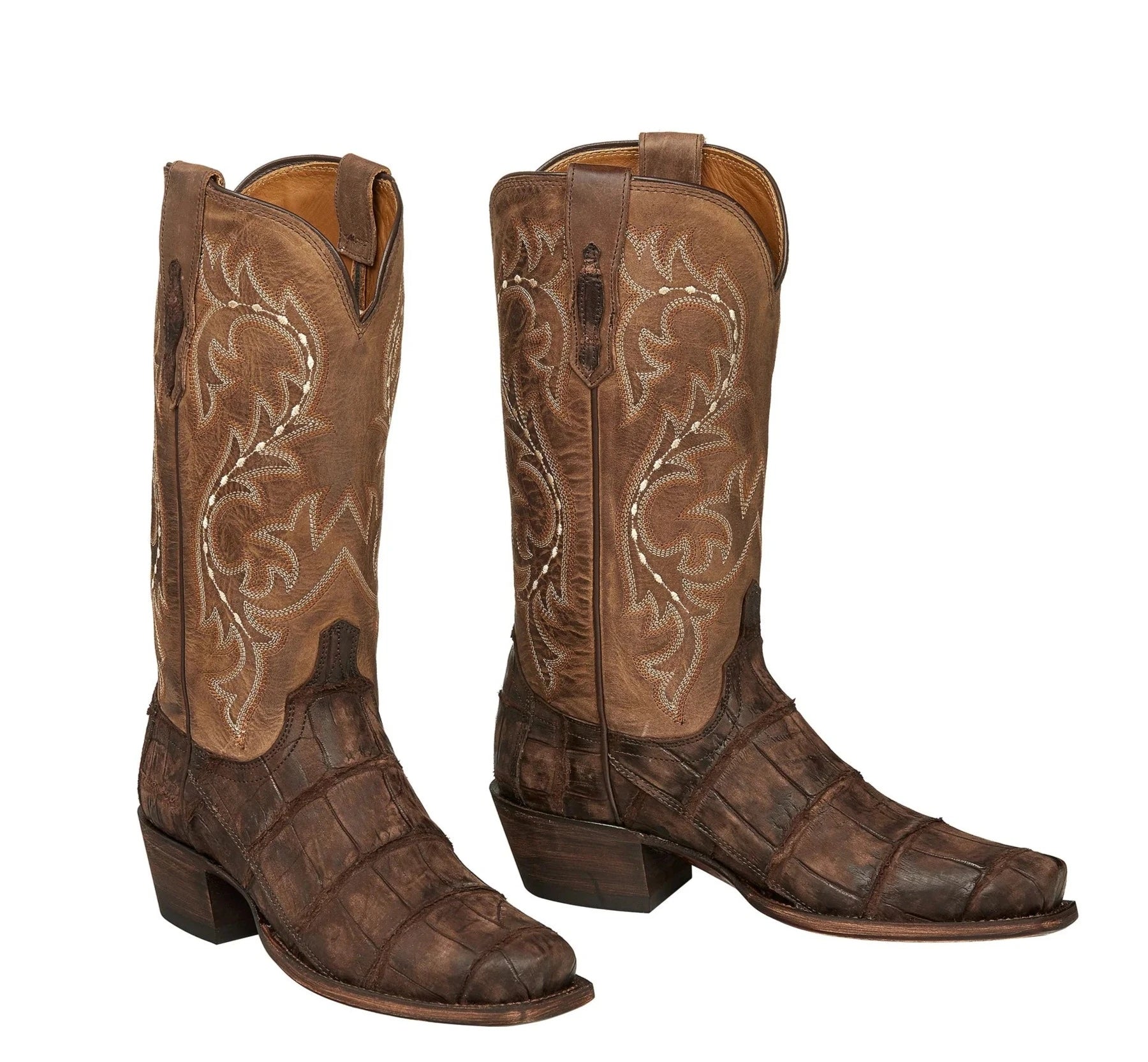 Best Work Boots Lucchese Men's M3195 74 Burke Giant Alligator Boot in Brown SS24up