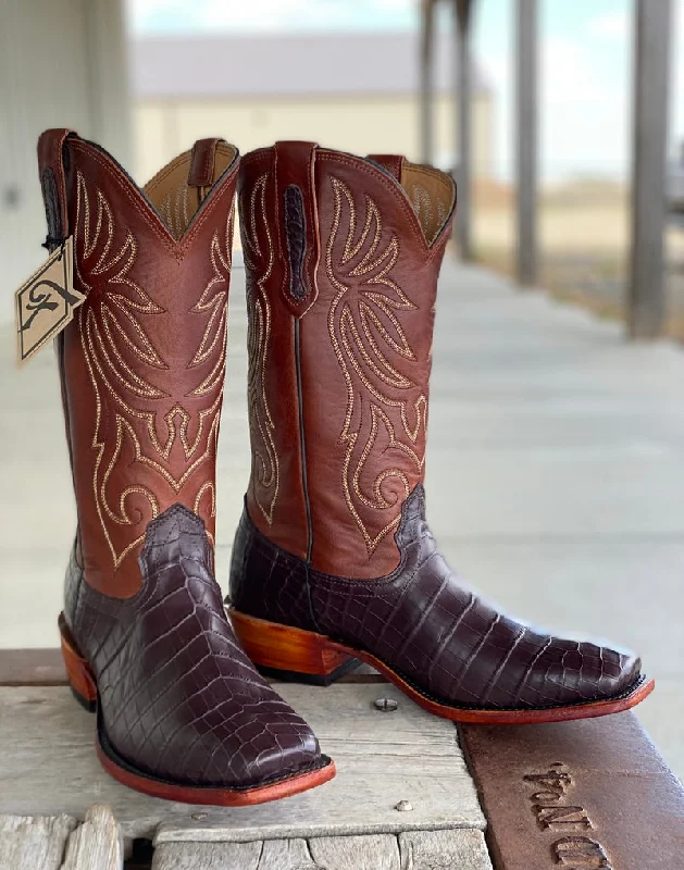 Luxury Running Shoes Fenoglio Boot Co. | Chocolate Nile Crocodile Boot