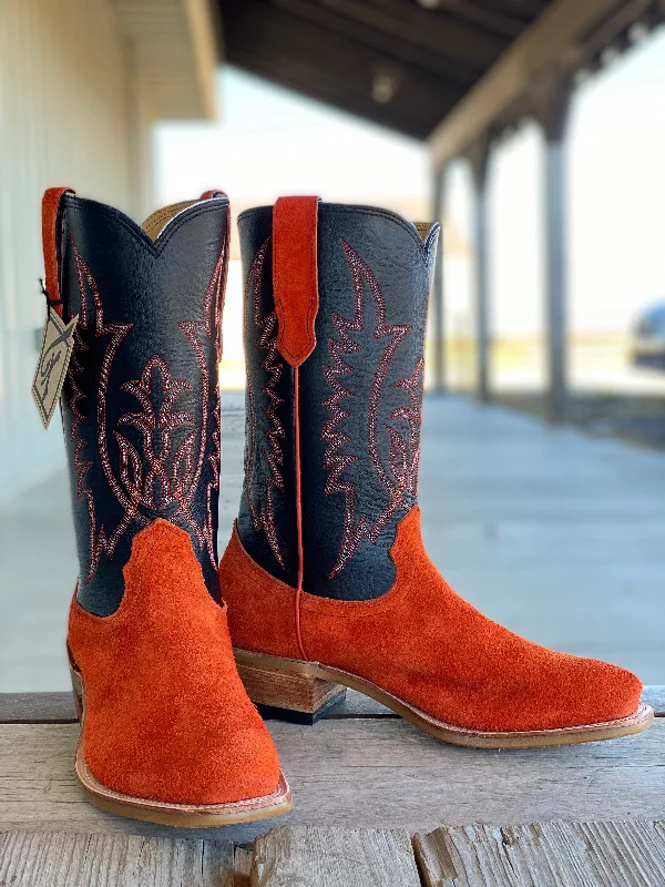 Running Footwear Sale Fenoglio Boot Co. | Orange Roughout Black Smooth Italian