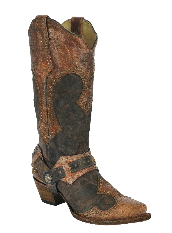 Best Sneakers For Work Corral Women's Brown Chocolate Collar Studded Harness Boot A3073 Best Sneakers For Work Corral Women's Brown Chocolate Collar Studded Harness Boot A3073