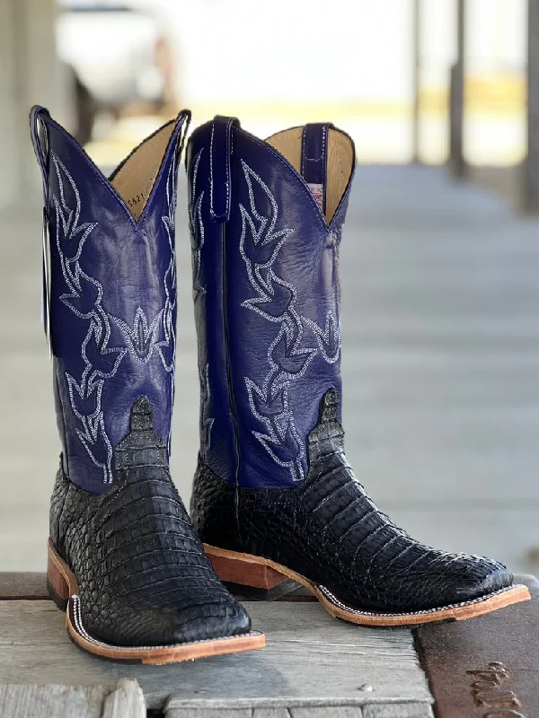 Comfortable Lace-Up Boots Anderson Bean | Black Lux Hornback Caiman Boot