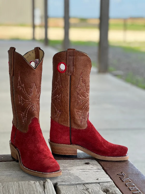 Waterproof Loafers Olathe Boot Co. | Red Hot Waxy Kudu Roughout Boot