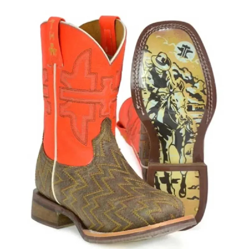 Classic Hiking Footwear Tin Haul Neon Thunder / Desert Rider Sole (Orange) - Little Kids/Big Kids Leather Cowboy Boots Classic Hiking Footwear Tin Haul Neon Thunder / Desert Rider Sole (Orange) - Little Kids/Big Kids Leather Cowboy Boots