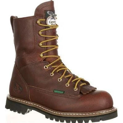 Outdoor Athletic Shoes Georgia Men's Logger 8" Steel Toe WP Lace-To-Toe Work Boot- Chocolate- G103 Outdoor Athletic Shoes Georgia Men's Logger 8" Steel Toe WP Lace-To-Toe Work Boot- Chocolate- G103