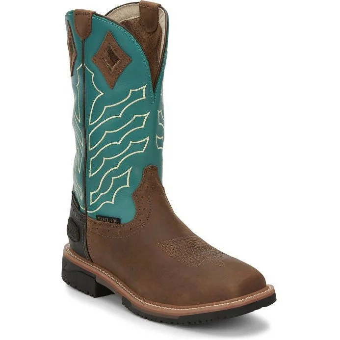 Trendy Sports Sneakers Justin Men's Derrickman 11" WP Steel Toe Western Work Boot -Brown- SE4972 Trendy Sports Sneakers Justin Men's Derrickman 11" WP Steel Toe Western Work Boot -Brown- SE4972