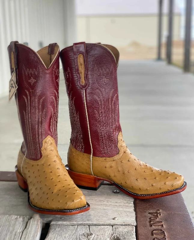 Warm Hiking Boots Fenoglio Boot Co. | Antique Saddle Full Quill Ostrich Boot