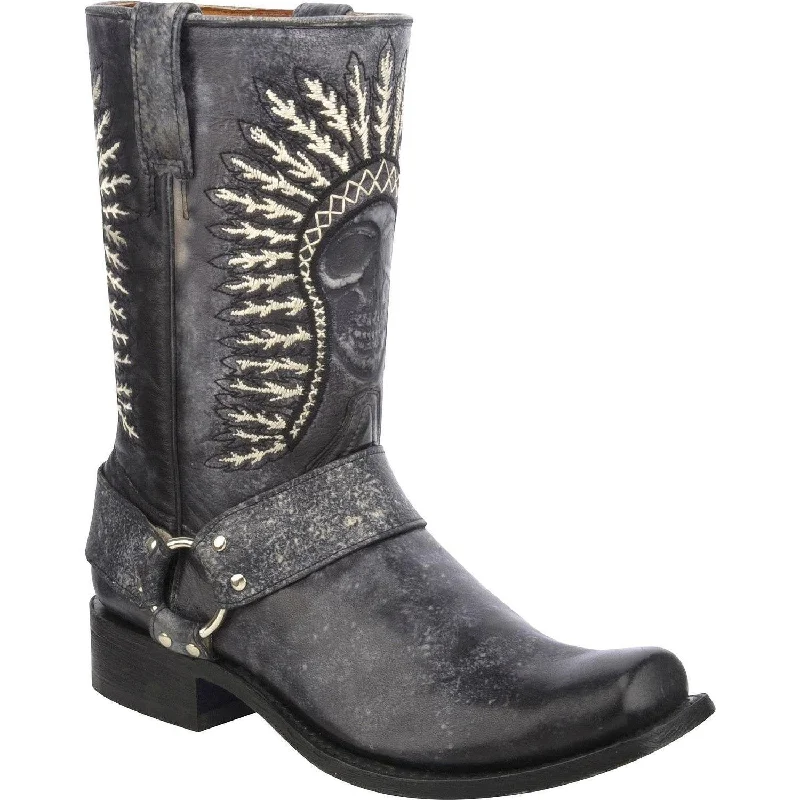 Stylish Winter Boots Corral Men's Shaded Skull Harness Cowboy Boot A3097