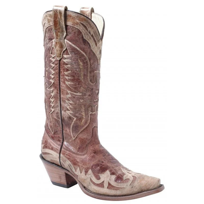 Sporty Casual Shoes Corral Women's Crackle Distressed Antique Saddle Boot R2227