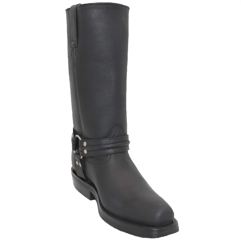 Stylish Work Sneakers Men's Genuine Leather Harness Biker Boot