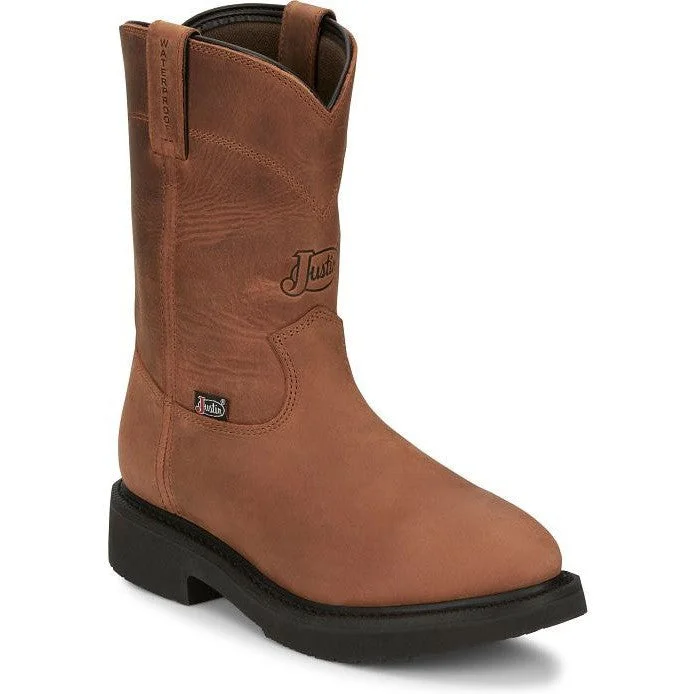 Comfortable Work Sneakers Justin Men's Round Up 10" WP Western Work Boot -Brown- OW6604 Comfortable Work Sneakers Justin Men's Round Up 10" WP Western Work Boot -Brown- OW6604