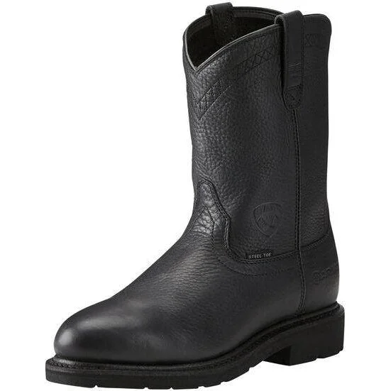 Best Work Boots Ariat Men's Sierra 10" Steel Toe Pull-On Western Work Boot - Black - 10021473 Best Work Boots Ariat Men's Sierra 10" Steel Toe Pull-On Western Work Boot - Black - 10021473
