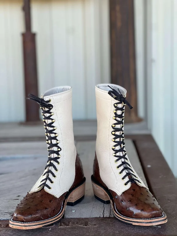 Fashionable Loafers For Sale Olathe Boot Co.  | Cafe Americano Ostrich Lacer Boot