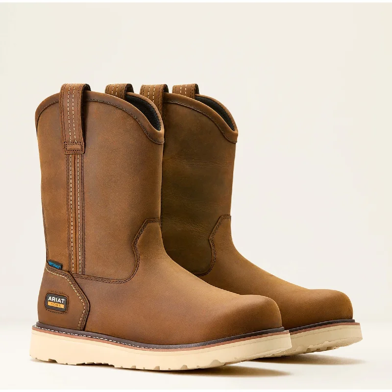 Trendy Boots For Winter Ariat Men's Rebar 10" Soft Toe WP Pull-On Wedge Work Boot- Brown- 10053612 Trendy Boots For Winter Ariat Men's Rebar 10" Soft Toe WP Pull-On Wedge Work Boot- Brown- 10053612