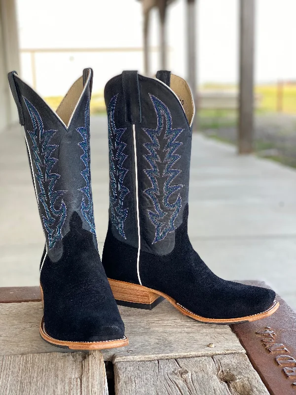 Trendy High Heels For Sale Horse Power Top Hand  | Black Suede Boot