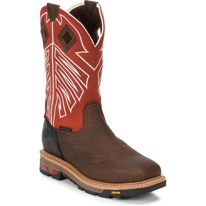 Stylish Casual Footwear Justin Men's RoughNeck 12" Steel Toe WP Western Work Boot -Brown- WK2115 Stylish Casual Footwear Justin Men's RoughNeck 12" Steel Toe WP Western Work Boot -Brown- WK2115
