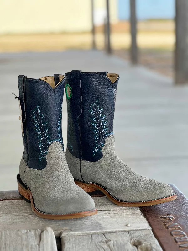 Comfortable Hiking Footwear Fenoglio Boot Co. | Grey Cape Buffalo Roughout Boot