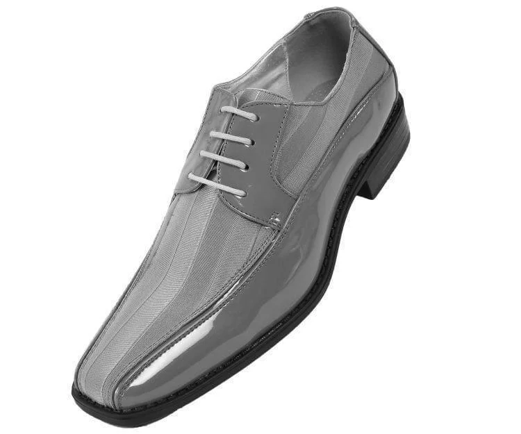 Luxury Running Shoes Men's Striped Satin and Matching Patent Upper Shoes Color Silver Luxury Running Shoes Men's Striped Satin and Matching Patent Upper Shoes Color Silver