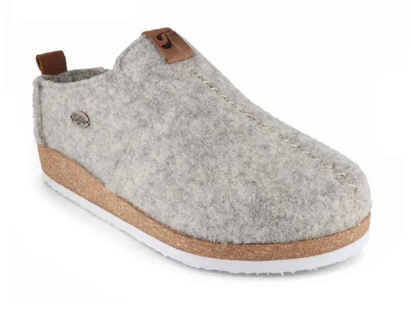 Breathable Hiking Footwear Tuffeln® Wool Slippers with Arch Support «Heimkehr», light grey